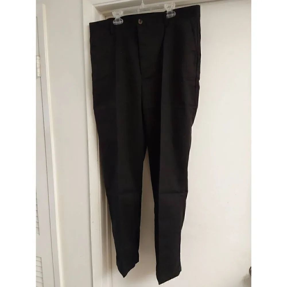 NWT~Men's Black Classic Fit Wrinkle Resistant Chino Dress Pants 36x30